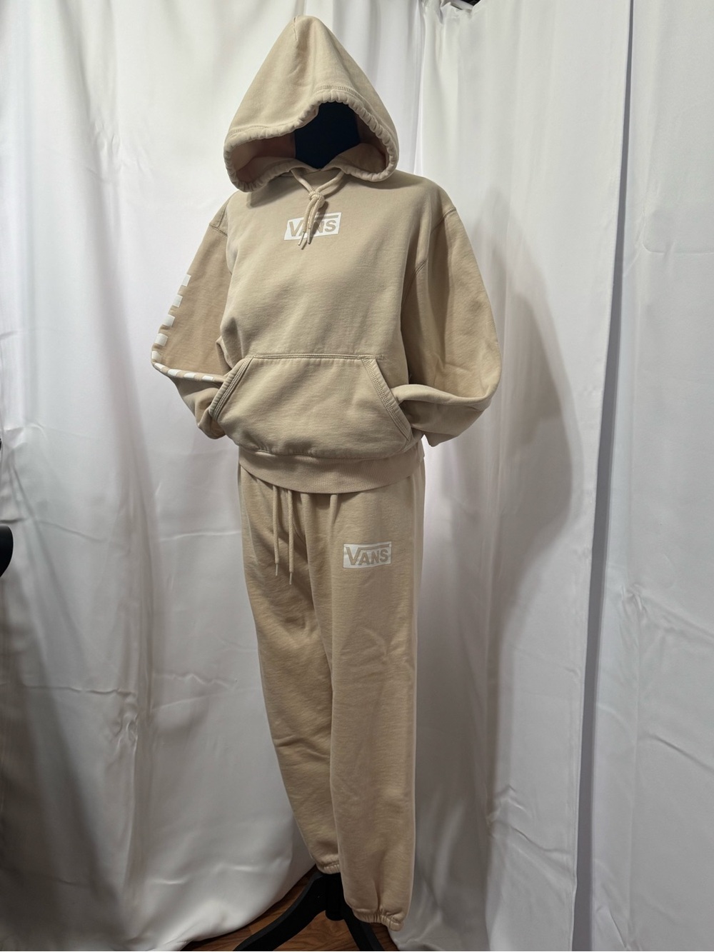Vans Versa Tonal Checkerboard Hoodie Jogger Set Skater Sandcore Streetwear XS/S - Picture 1 of 14